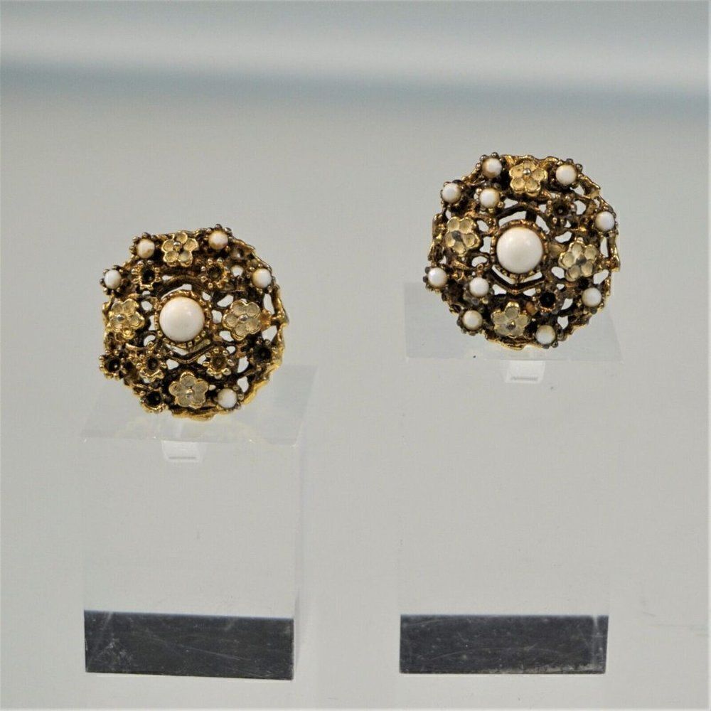 Vintage 1950s Estate Clip On Earrings Geno Signed Jewelry Division Of Richelieu